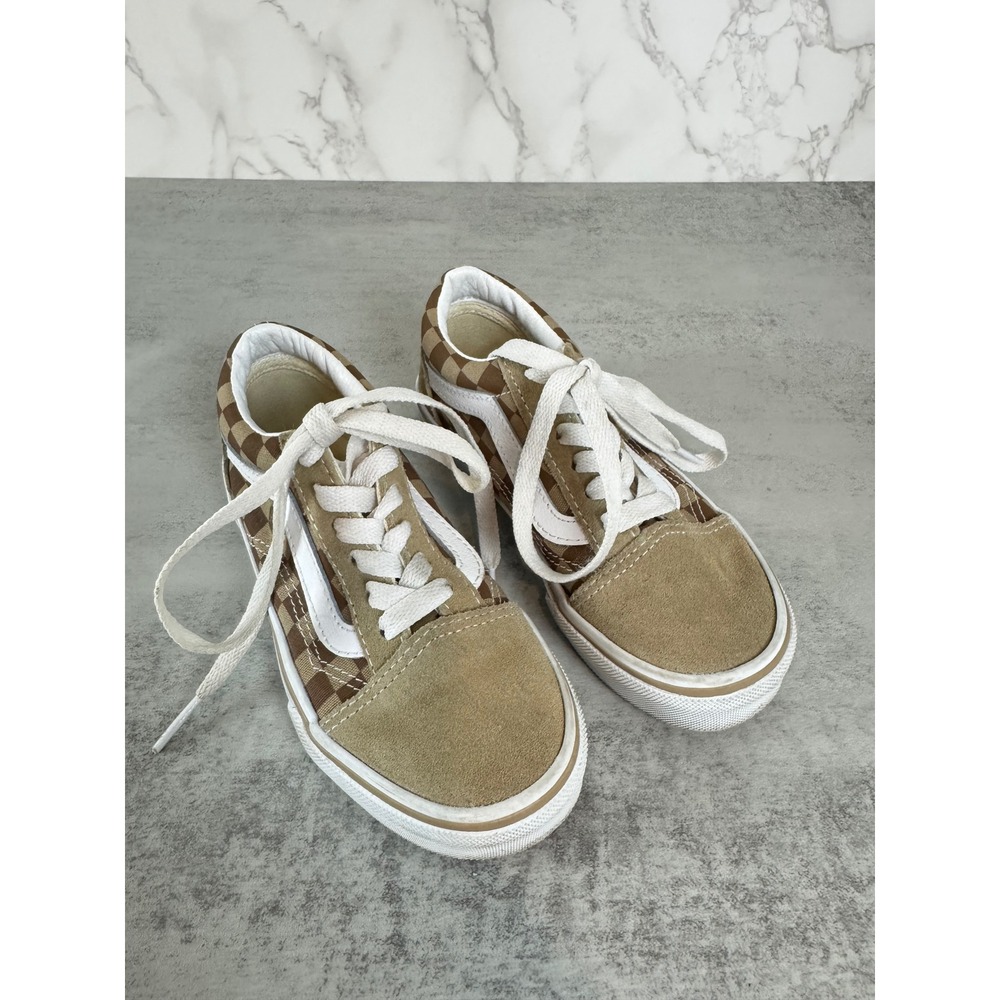 Vans Shoes Kids 12.5 Brown Old Skool Checkerboard Suede Low Top Sneakers